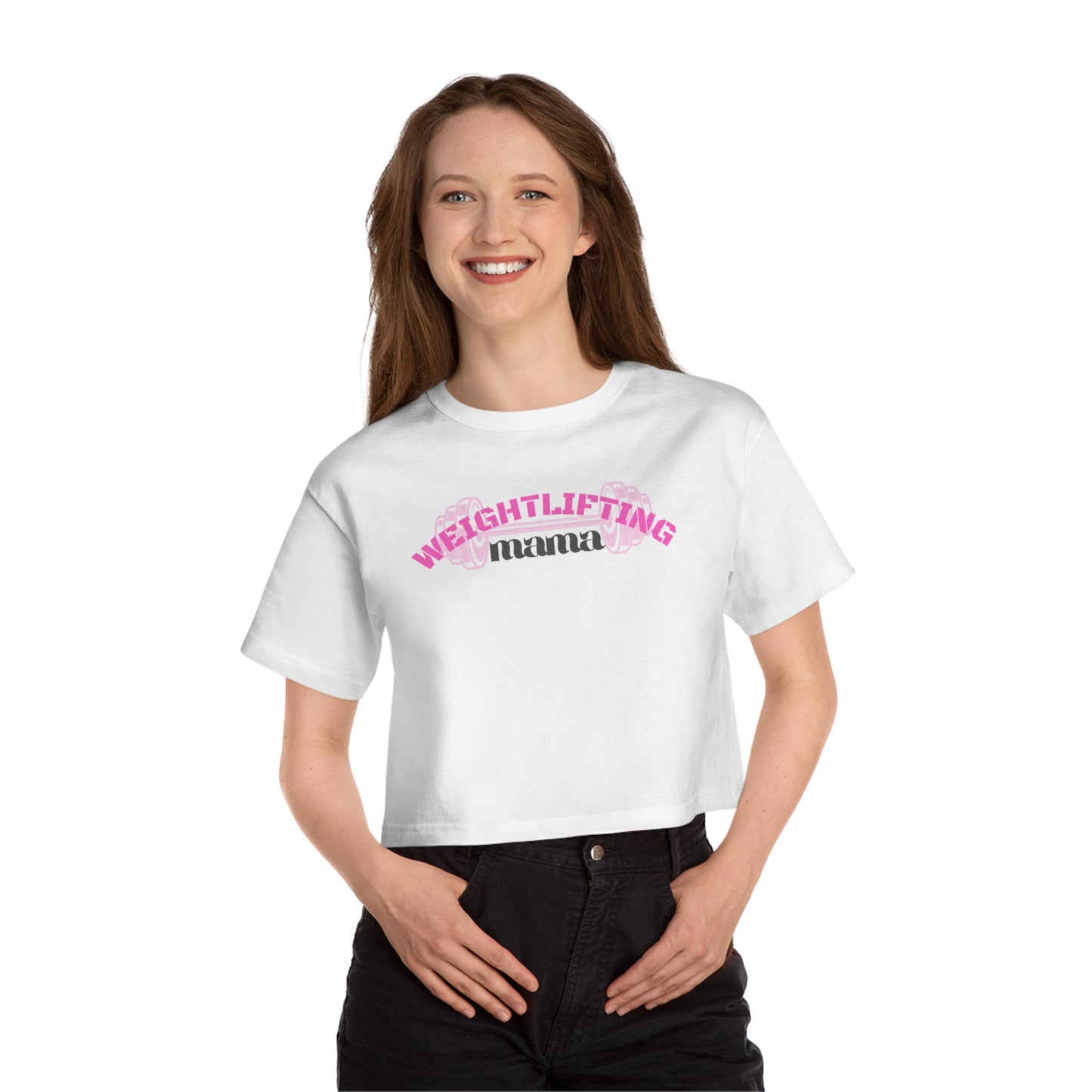 Cropped T-Shirt for Strong Mamas, Women's Champion Heritage Tee, Mom Shirt for Flexing Power, Mother-to-Be Gift, Pregnancy Top