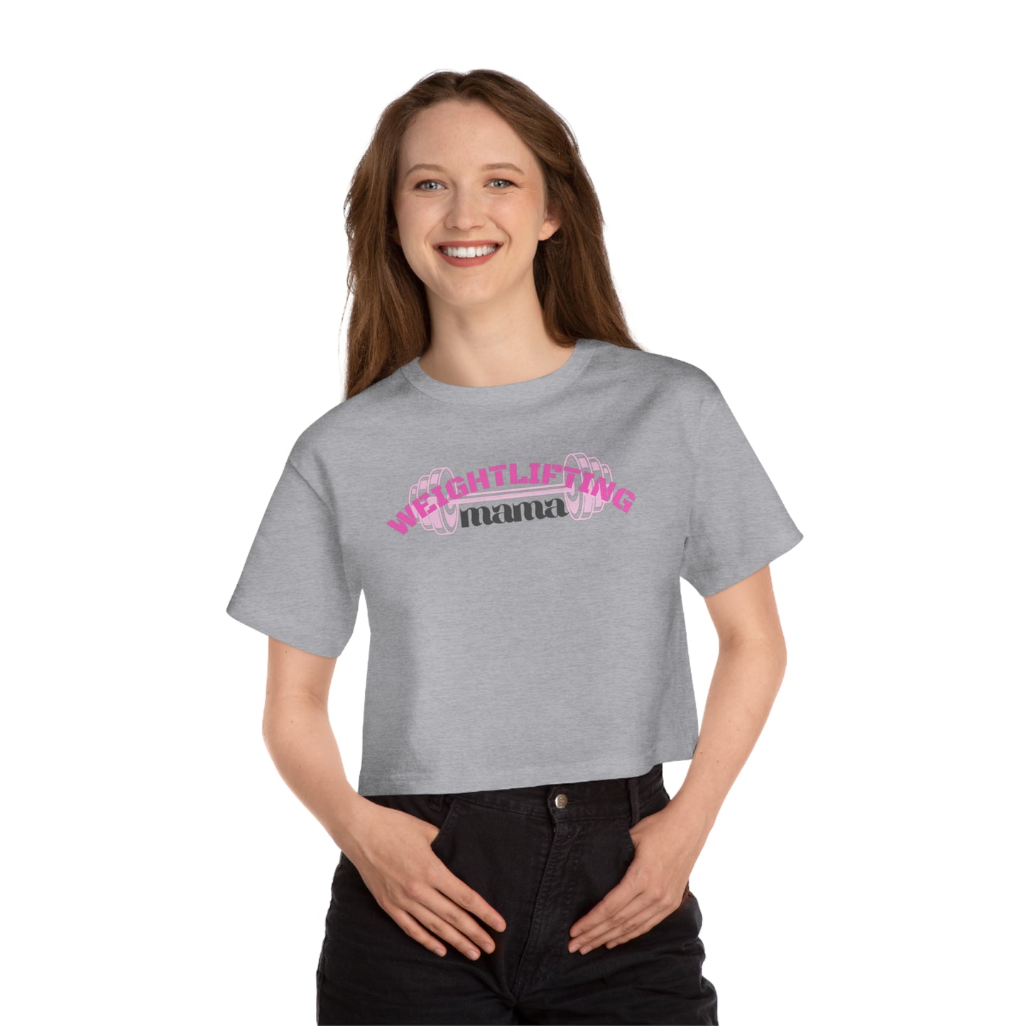 Cropped T-Shirt for Strong Mamas, Women's Champion Heritage Tee, Mom Shirt for Flexing Power, Mother-to-Be Gift, Pregnancy Top