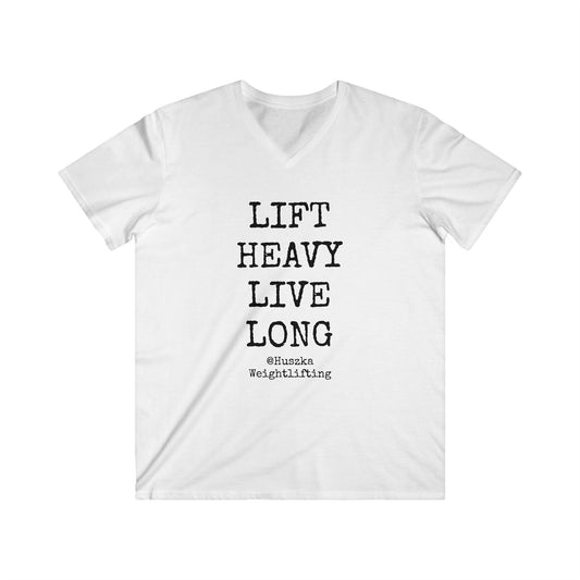 Men's Fitness V-Neck Tee - 'Lift Heavy Live Long'